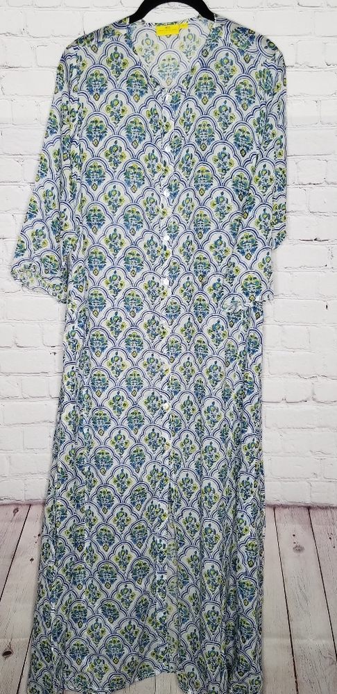 Roberta Roller Rabbit Maxi BDF Dress Comfy Staple Oversized Long Sleeves Size Sm